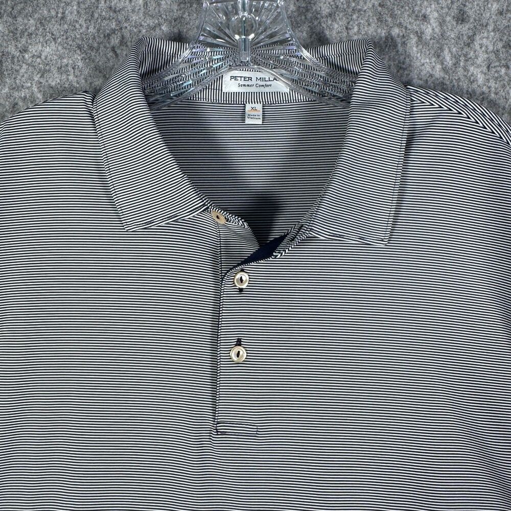 Peter Millar Summer Comfort Shirt Mens Size Extra Large Blue Striped Polo Golf